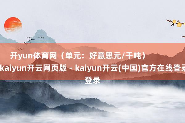 开yun体育网（单元：好意思元/干吨）            -kaiyun开云网页版 - kaiyun开云(中国)官方在线登录